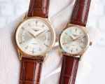 High Quality Replica Longines Silver Dial Rose Gold Case Couple Watch